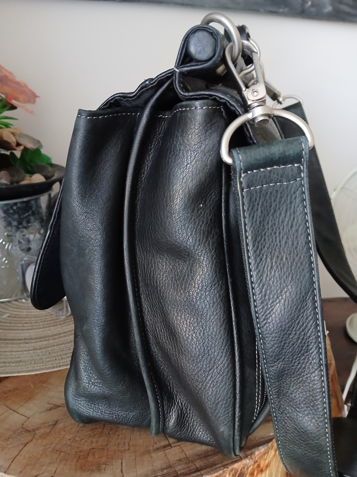 CLASSIC Black LEATHER ATTACHE Office Work BRIEFCASE Executive Lawyer MESSENGER