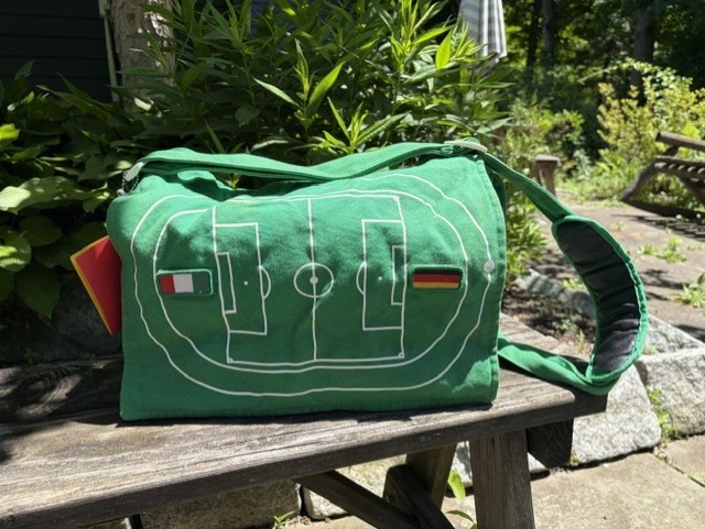 Vintage Green Soccer Bag with movable Flags – World Cup!
