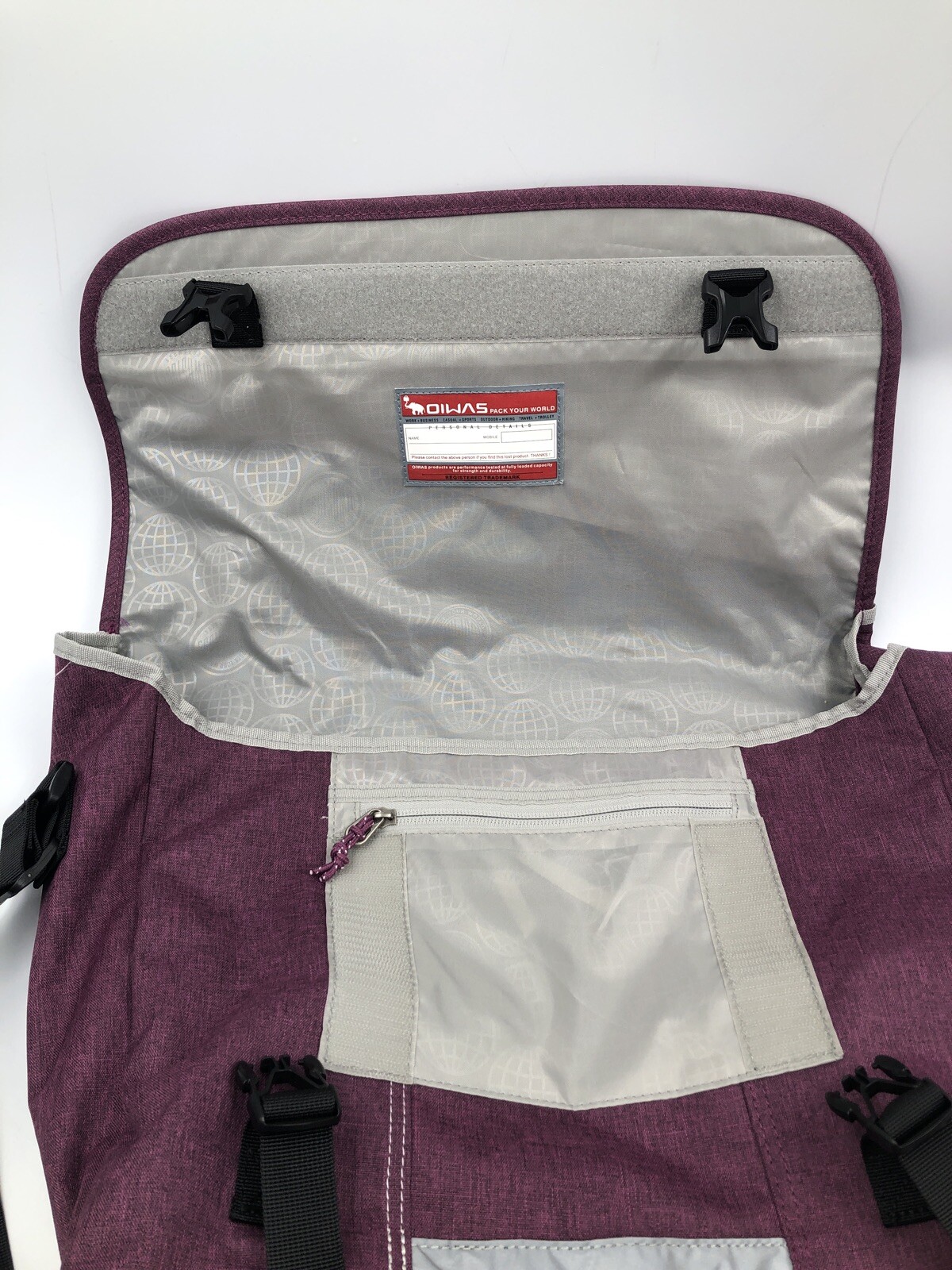 Oiwas Messenger Bag ~ Purple Canvas Satchel ~ 16” x 5” x 13” ~ NWOT