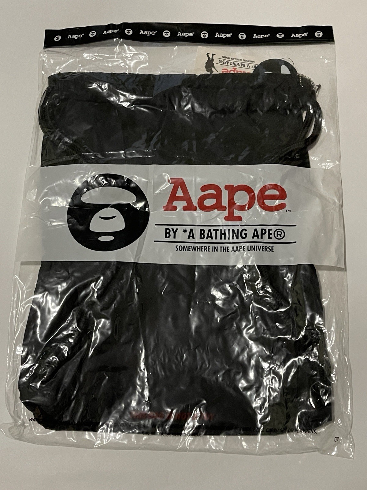 Aape By A Bathing Ape Drawstring Bag Black 17″ x 12.5″ NEW! BAPE
