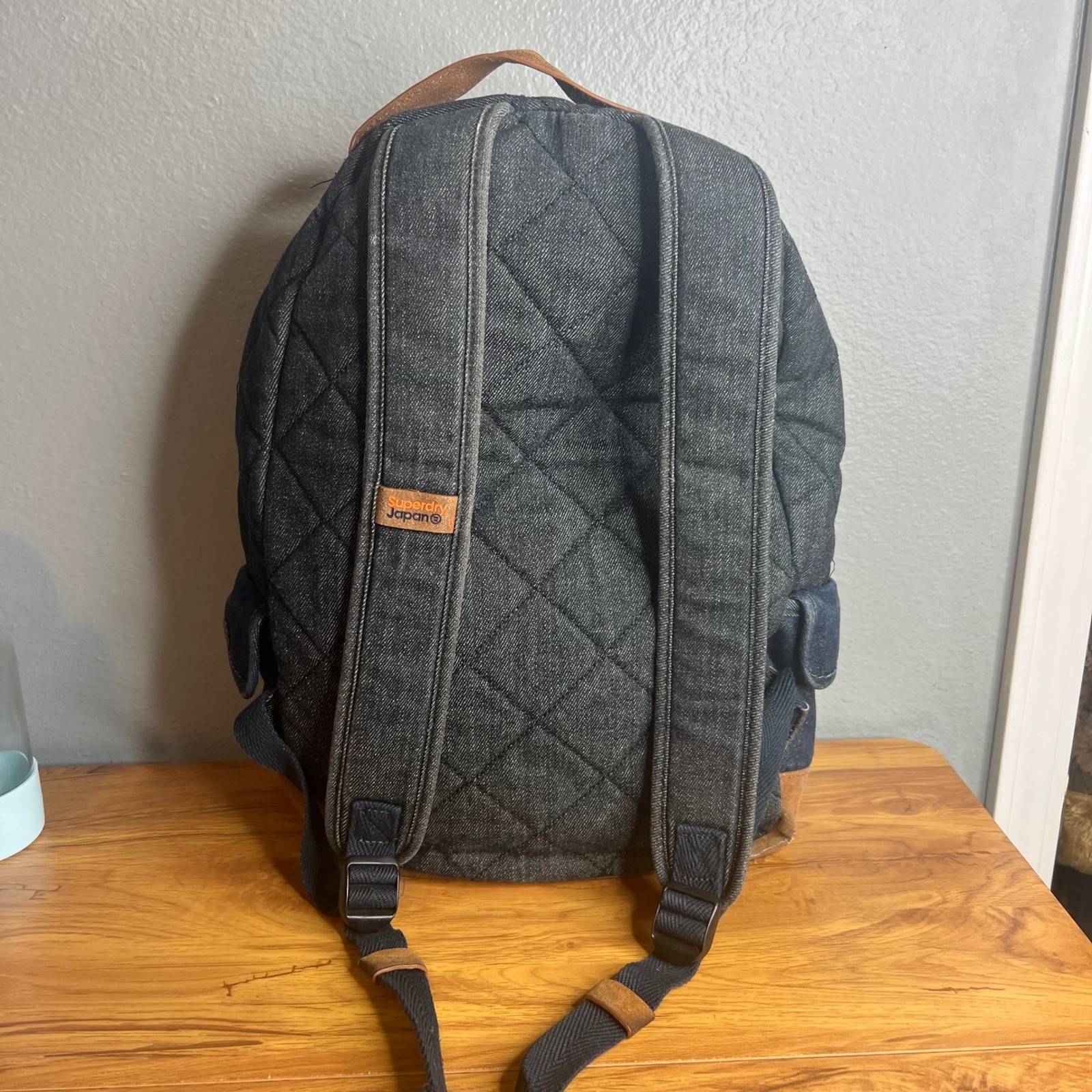 Superdry Japan Outdoor Quilted Denim Backpack Rugged Streetwear