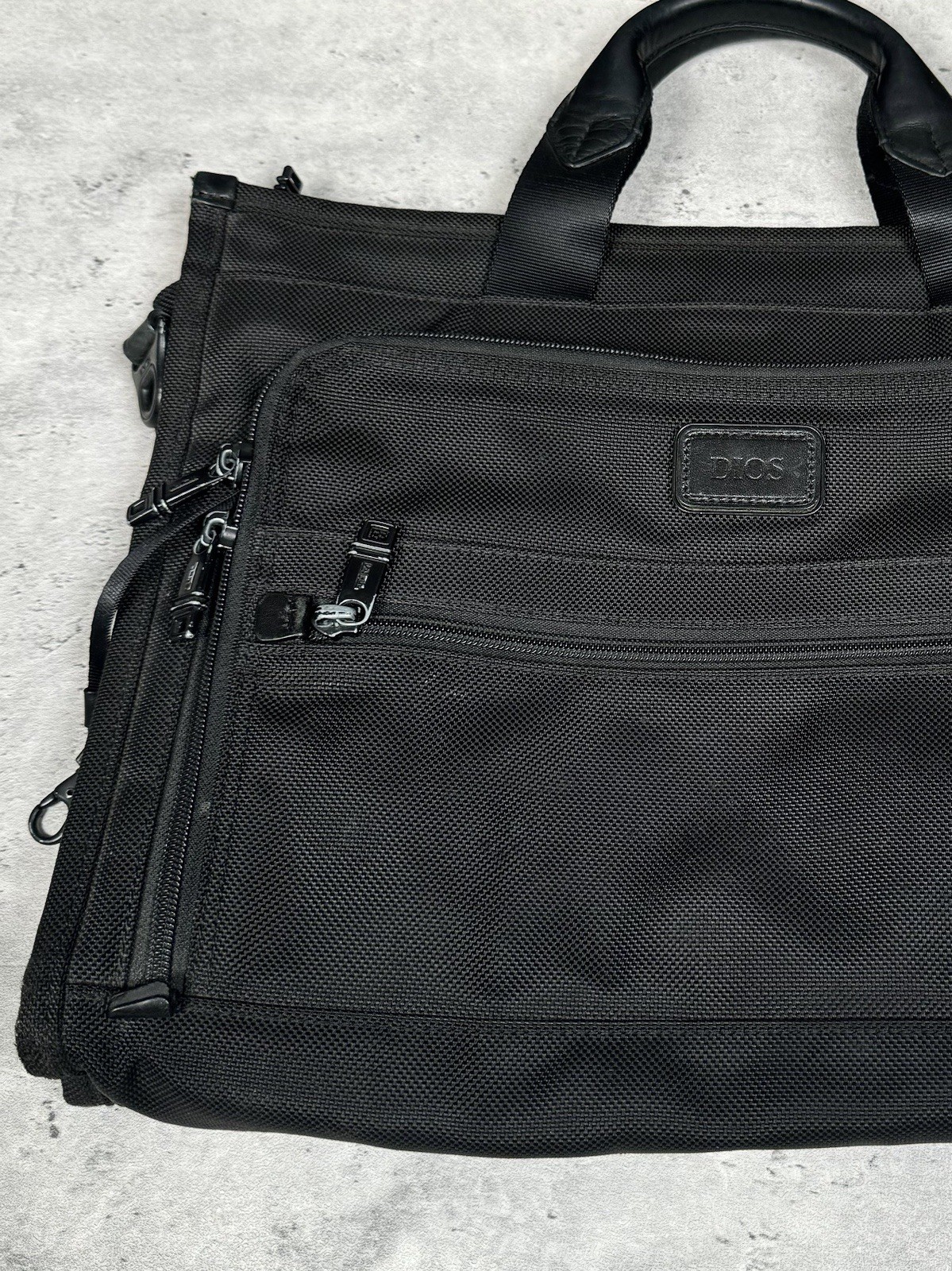 TUMI Business T-Pass Laptop Briefcase Black Ballistic Nylon – 15.5×12.5″