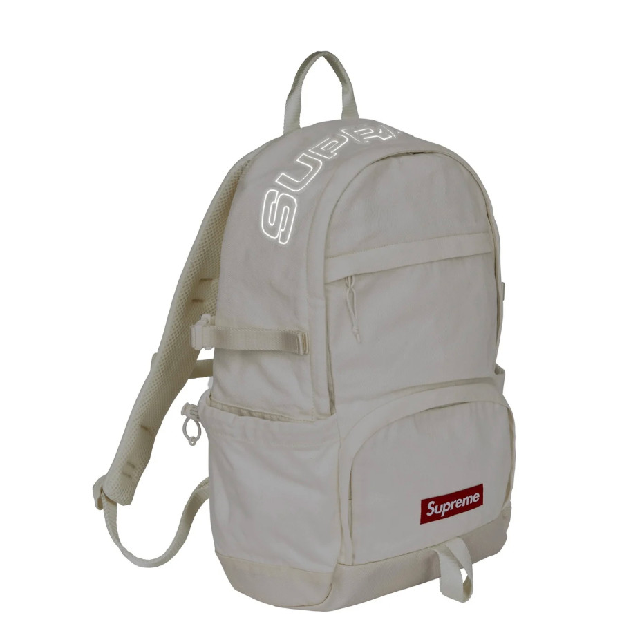 SUPREME FW25 DENIM BACKPACK BLACK INDIGO WHITE 3M LOGO 23L 19.3″ x 12.6″ x 7.1″