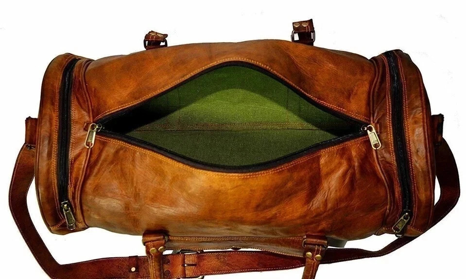 Men’s 24″ Handmade Real Vintage Leather Goat Luggage Duffle Travel Sport Gym Bag