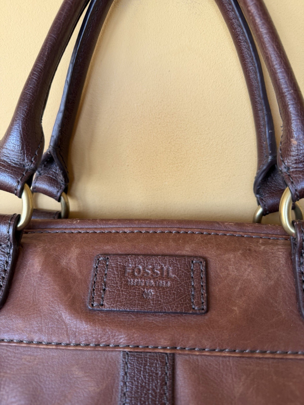 Fossil Cognac Leather Duffel Bag Travel Brown