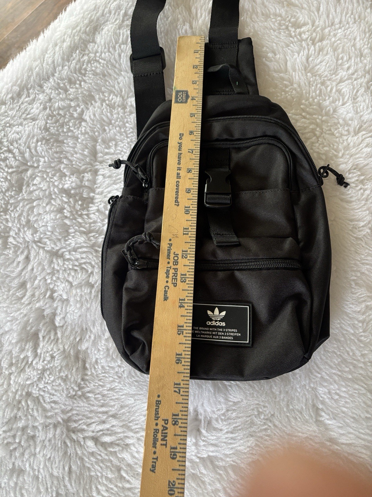 adidas Black Small Sling Crossbody Bag Adjustable Strap Zip Buckle Pockets