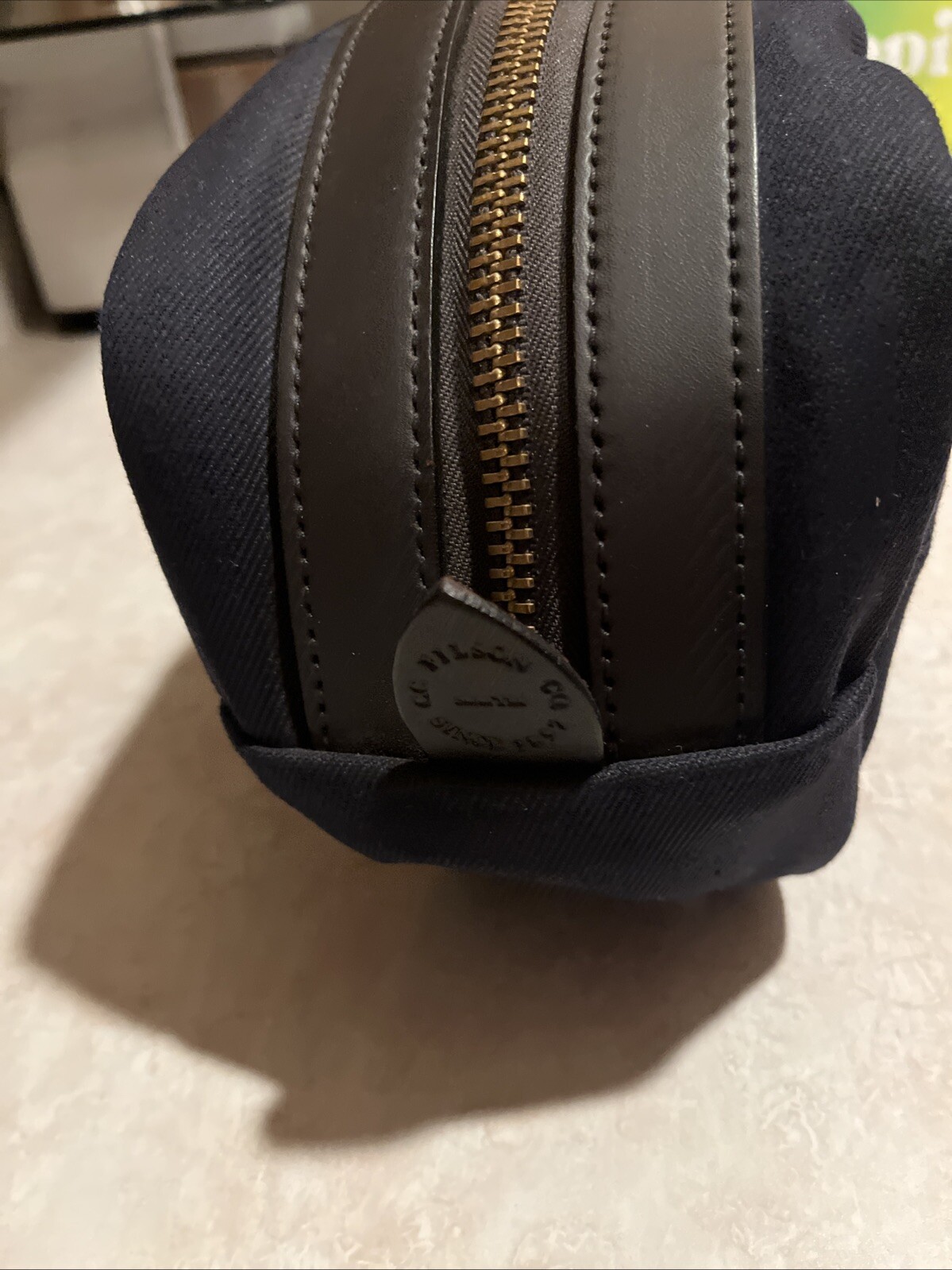 🔥 USA NEW FILSON Rugged Twill Leather Travel Kit Dopp Bag Navy Blue MiUSA NWOT