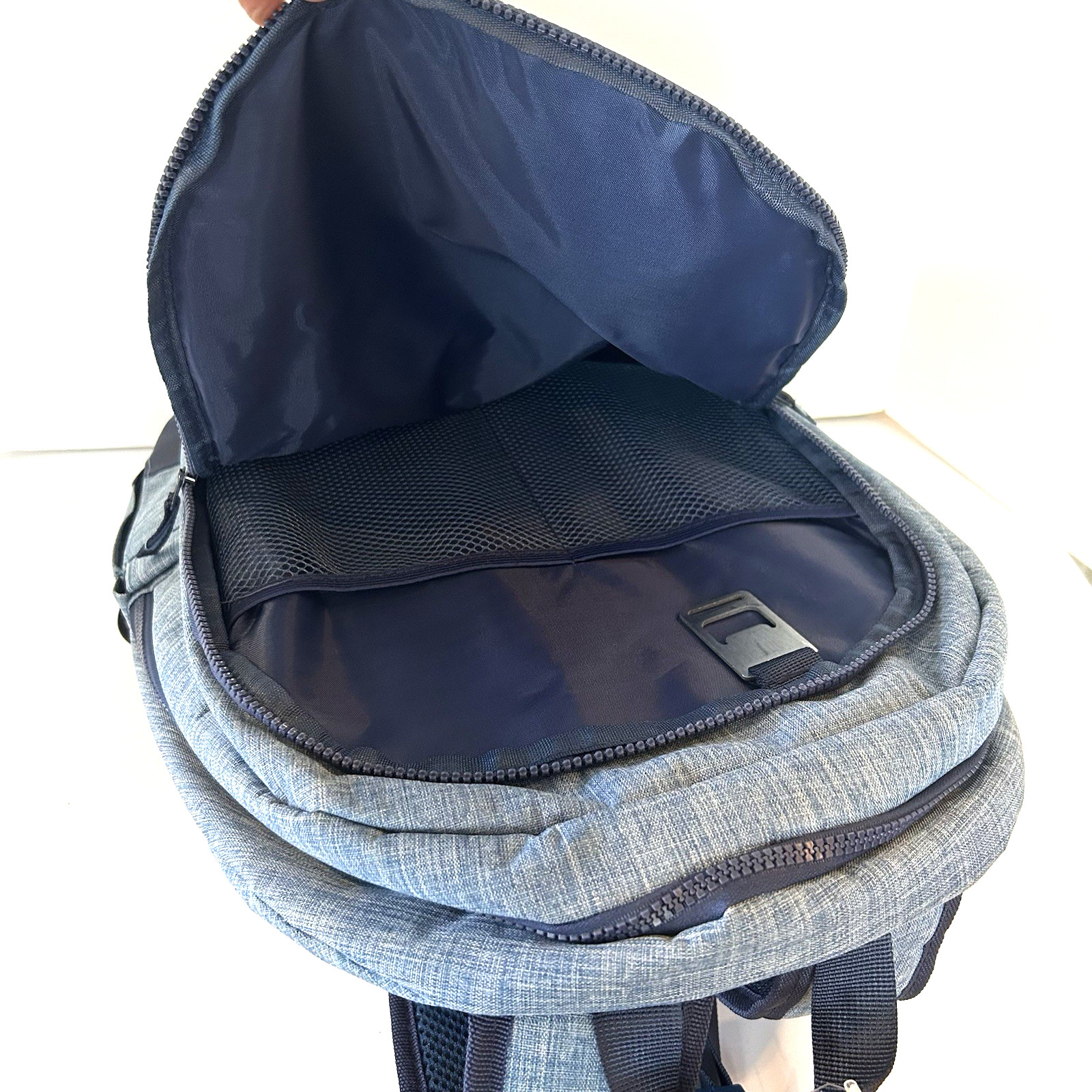 Bella Russo Insulated Backpack Denim Blue Corded Front Outdoor Hike Travel NWT