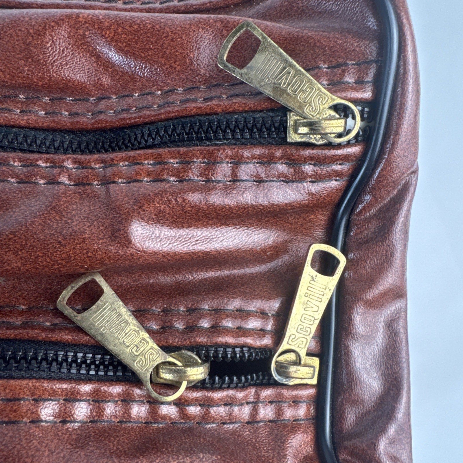 Wilson Vintage Spellout Duffle Bag Logo Red Brown Gold Faux Leather Gym Travel
