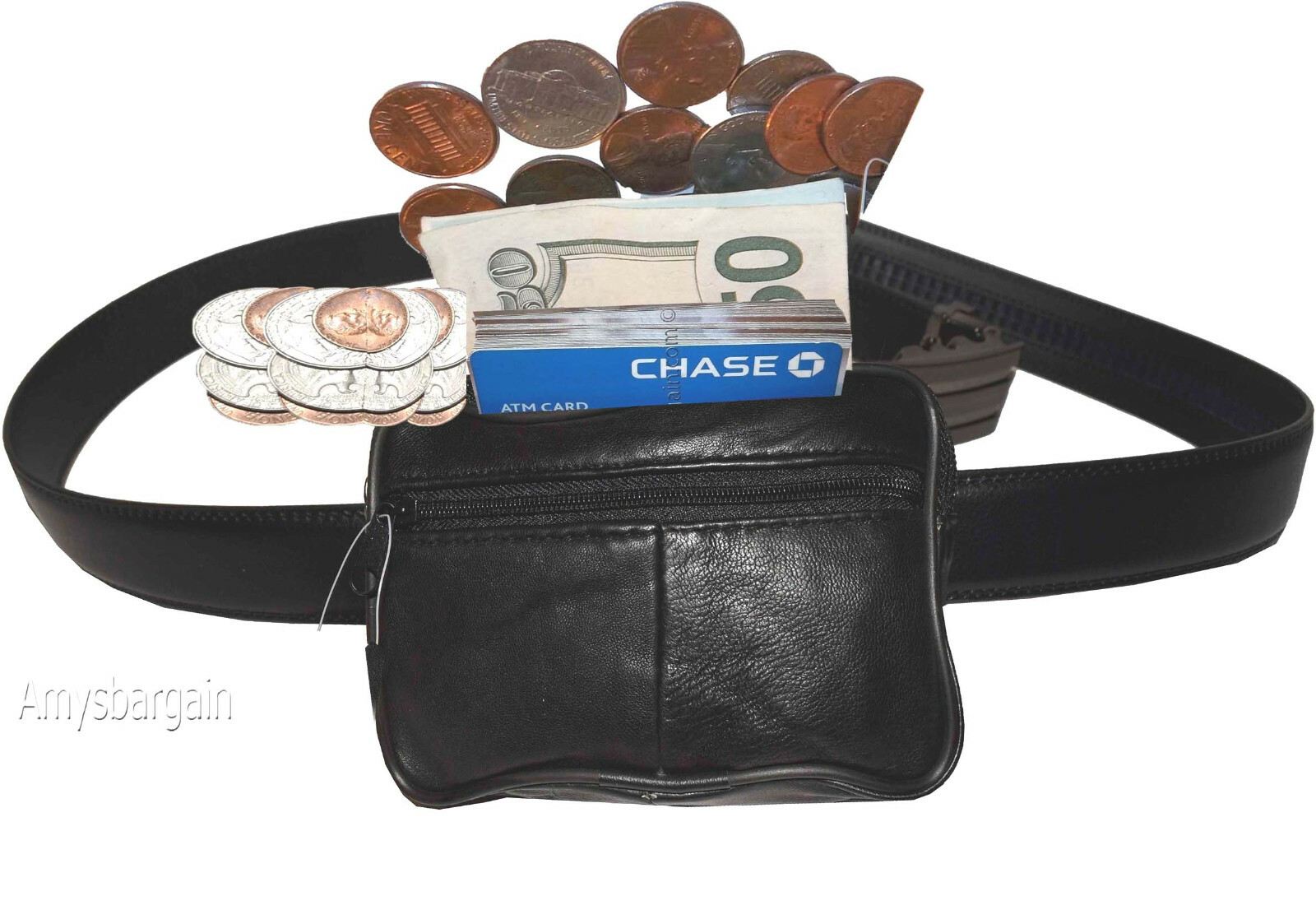 belt bag small leather men’s mini belt bag Black looped bag mini zip belt bag