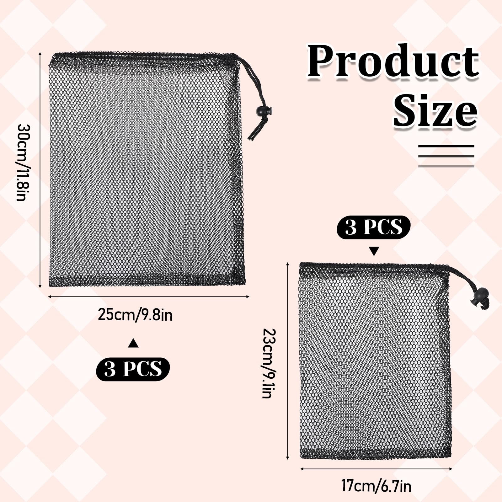 6 Pcs Mesh Drawstring Bag, Golf Ball Bag Nylon Mesh Storage Bags Sports Equip…