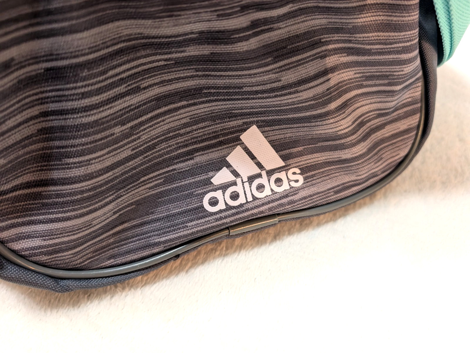 Adidas Defender 4 Small Duffel Bag, Grey Teal White White Accents Logo