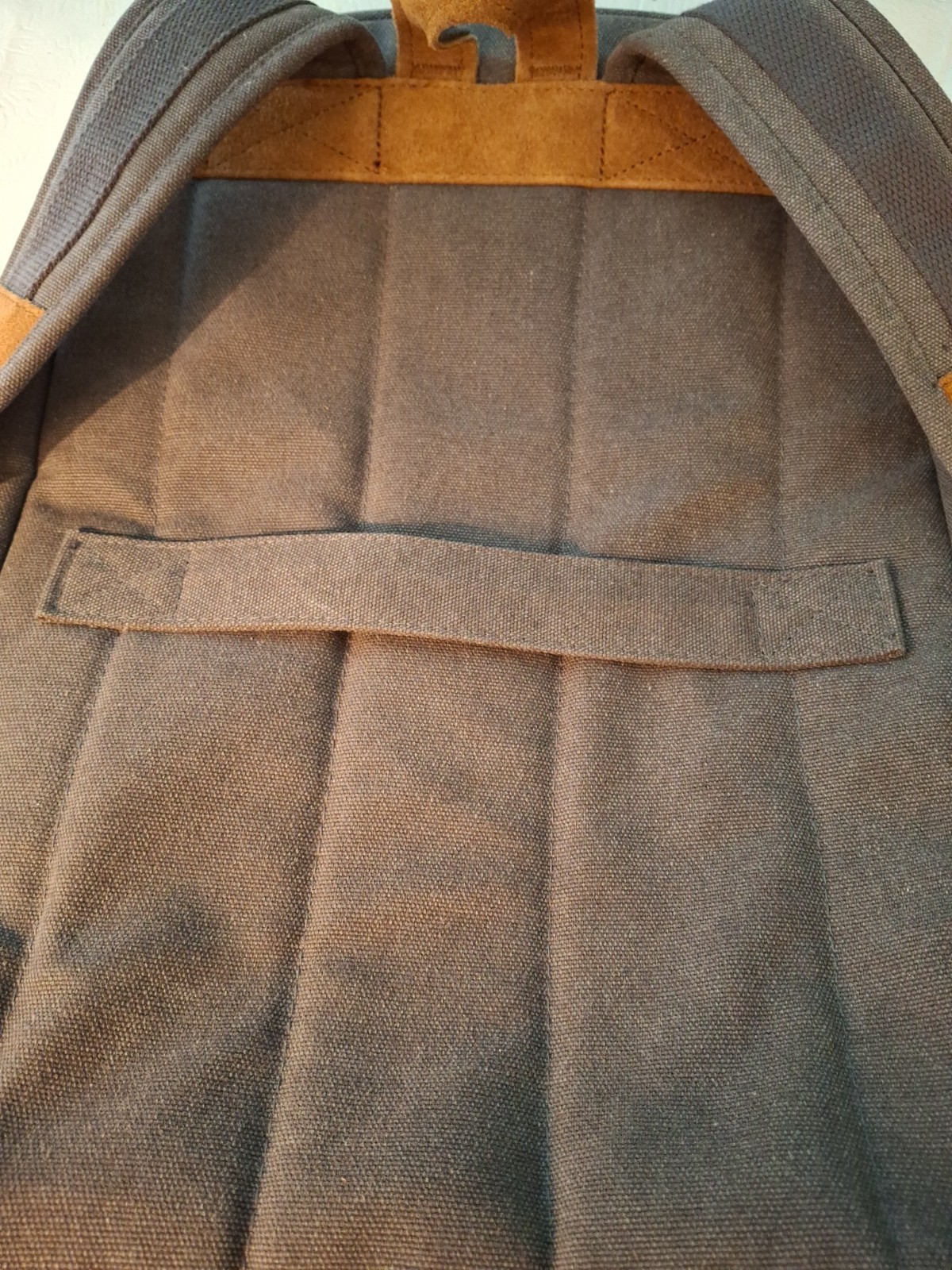 Travelon AntiTheft Heritage Collection Laptop Backpack Gray Canvas w/Suede Nw/oT