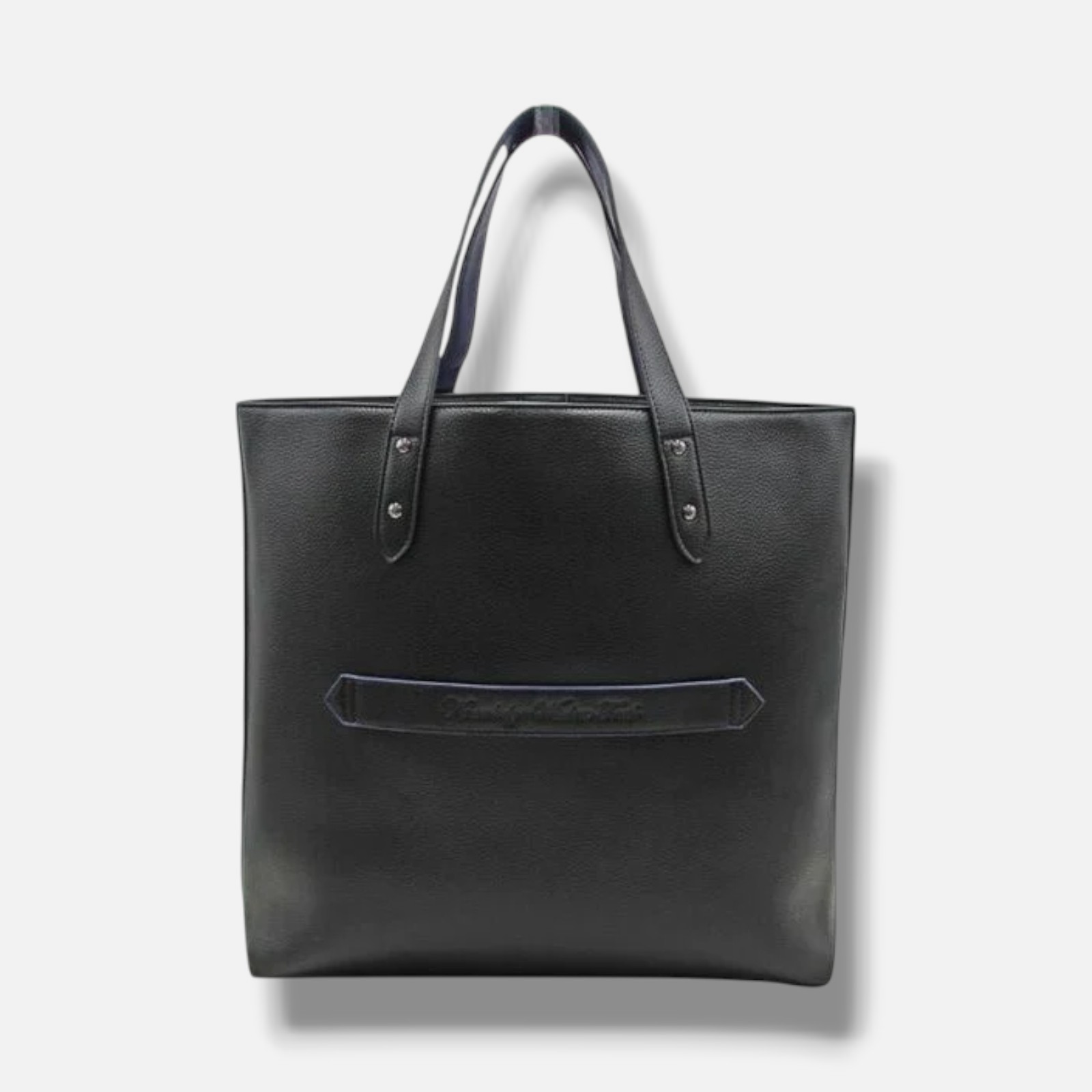 Robert Graham Men’s Black Leather Contrast Trim Magnetic Snifter Tote Bag