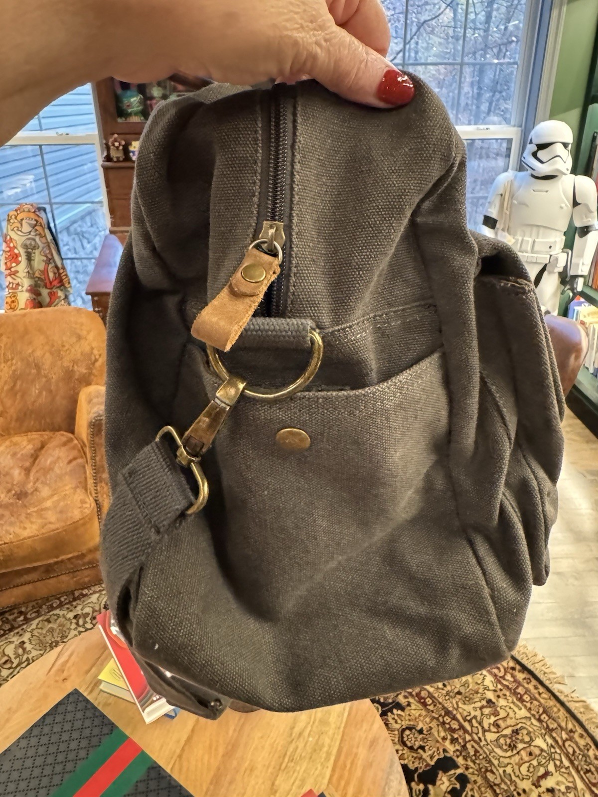 Muchuan Canvas Messenger Duffel Bag Gray Travel Tote w/ Pockets 24x14x7