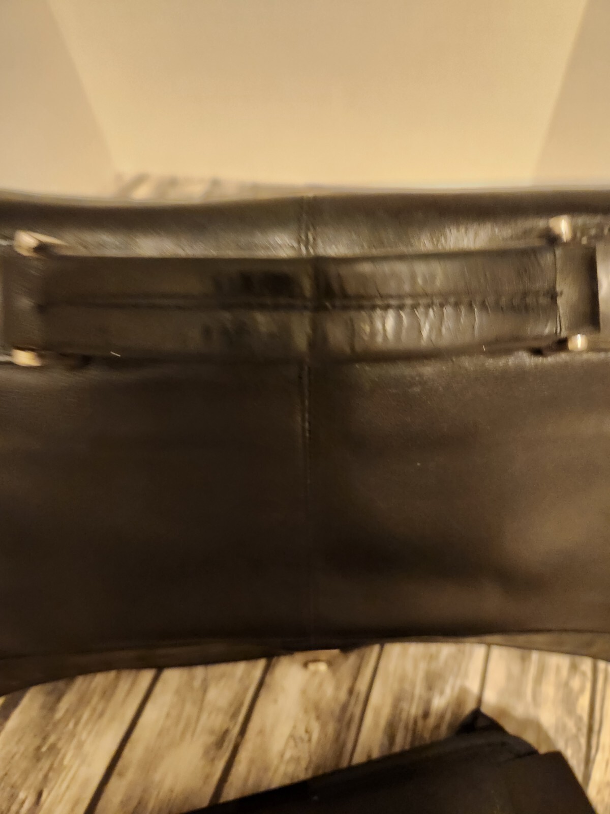 Black leather briefcase. Soft, Expands. W/ shoulder Strap