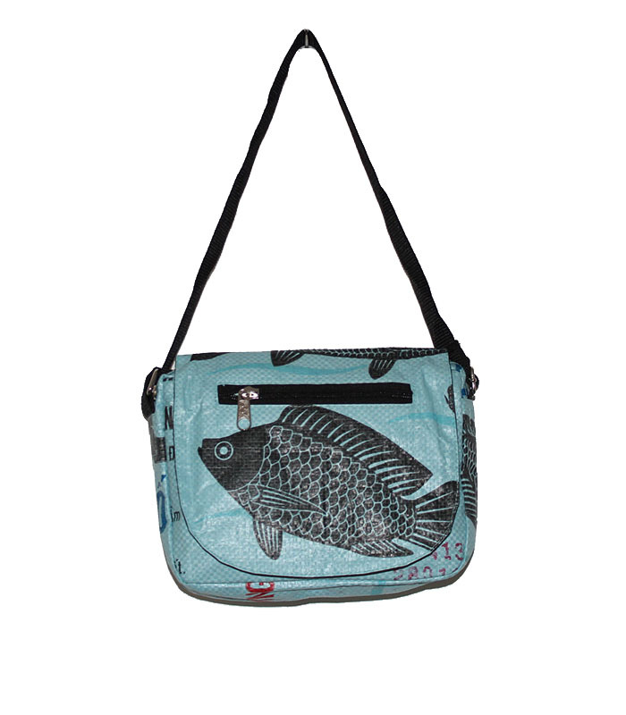 Recycled Fish Feed Shoulder Bag Handmade in Cambodia Fair Trade