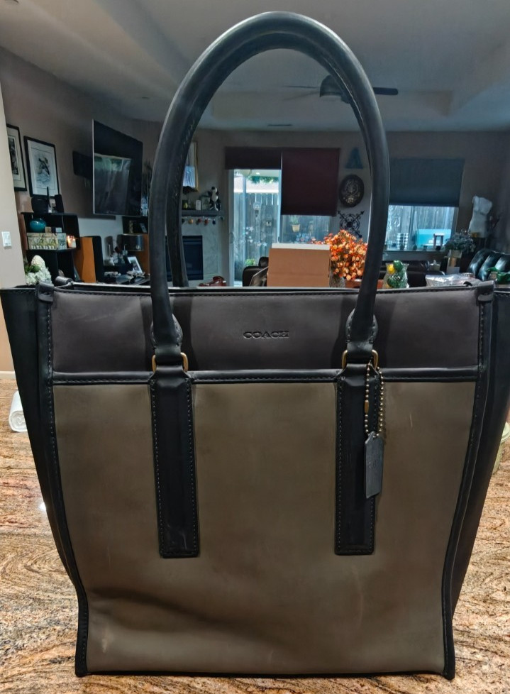 Coach Genuine Leather Tote Style 70725 Olive Black Structured Bag