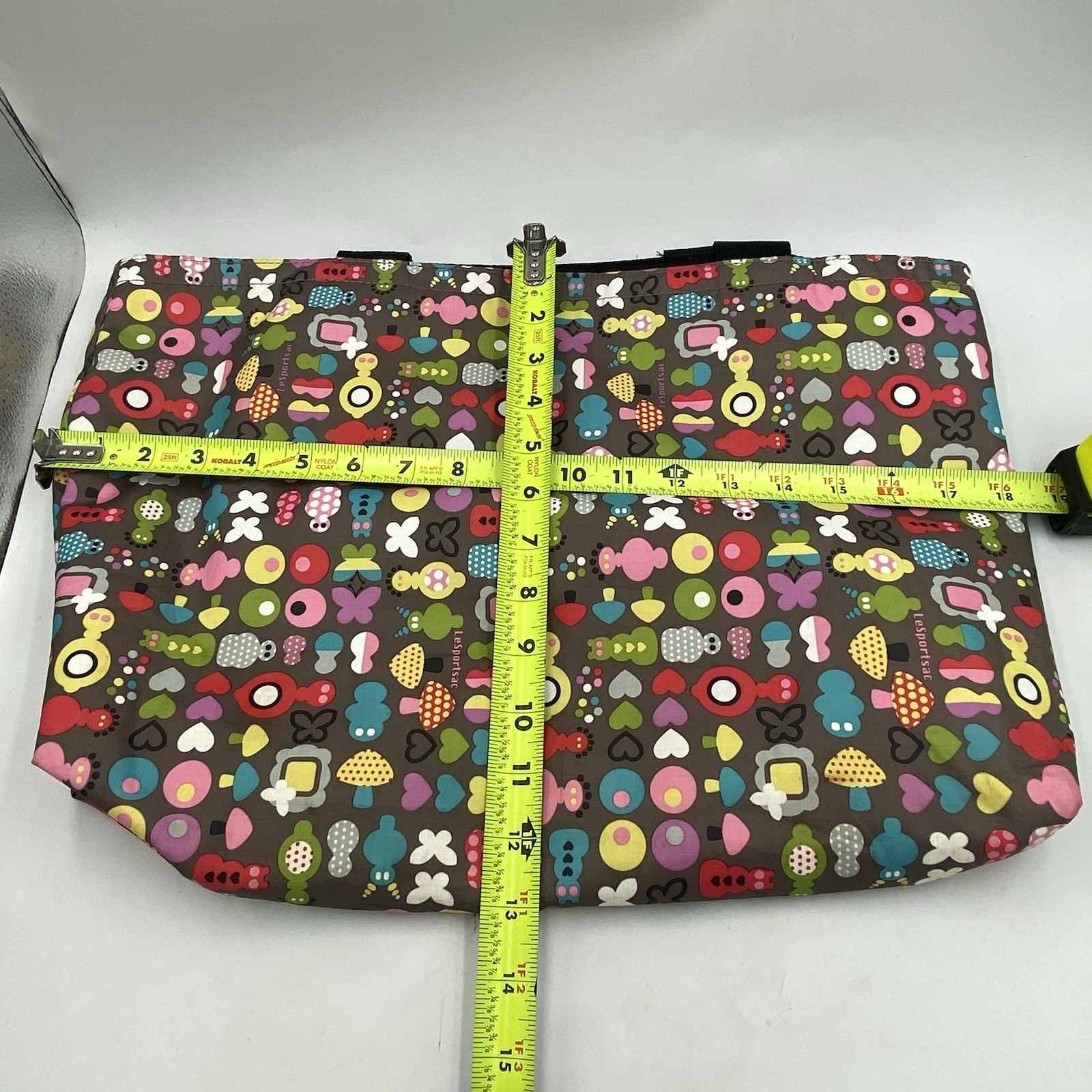 LeSportsac Classic Tote Large Travel Shoulder Bag Reversible Mushroom Butterfly