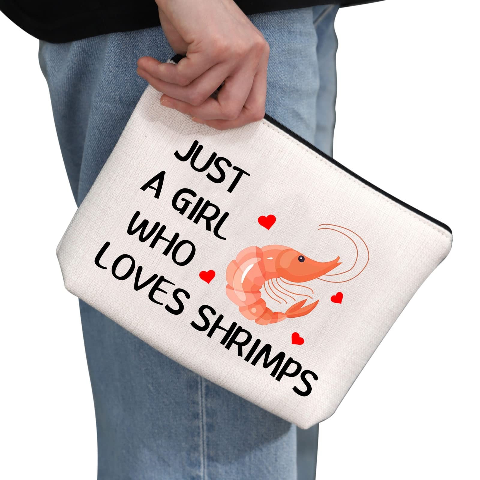 G2TUP Shrimp Lover Gift Who Loves Shrimps Makeup White Bag