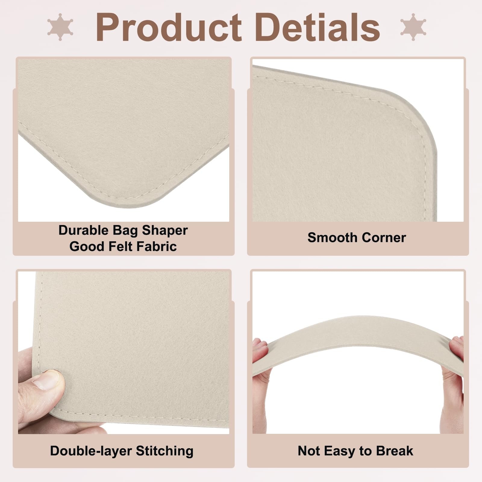uxcell 2Pcs Felt Base Shaper, 12.4×5 Inch Rectangle Bag Inch, Beige