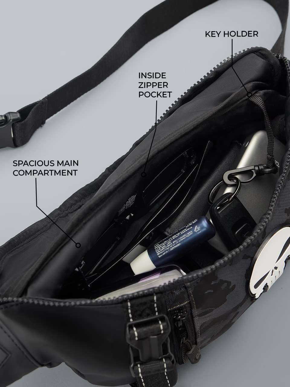 Marvel Punisher Quick Access Fanny Pack 4L Waist / Shoulder Bag Black – Official