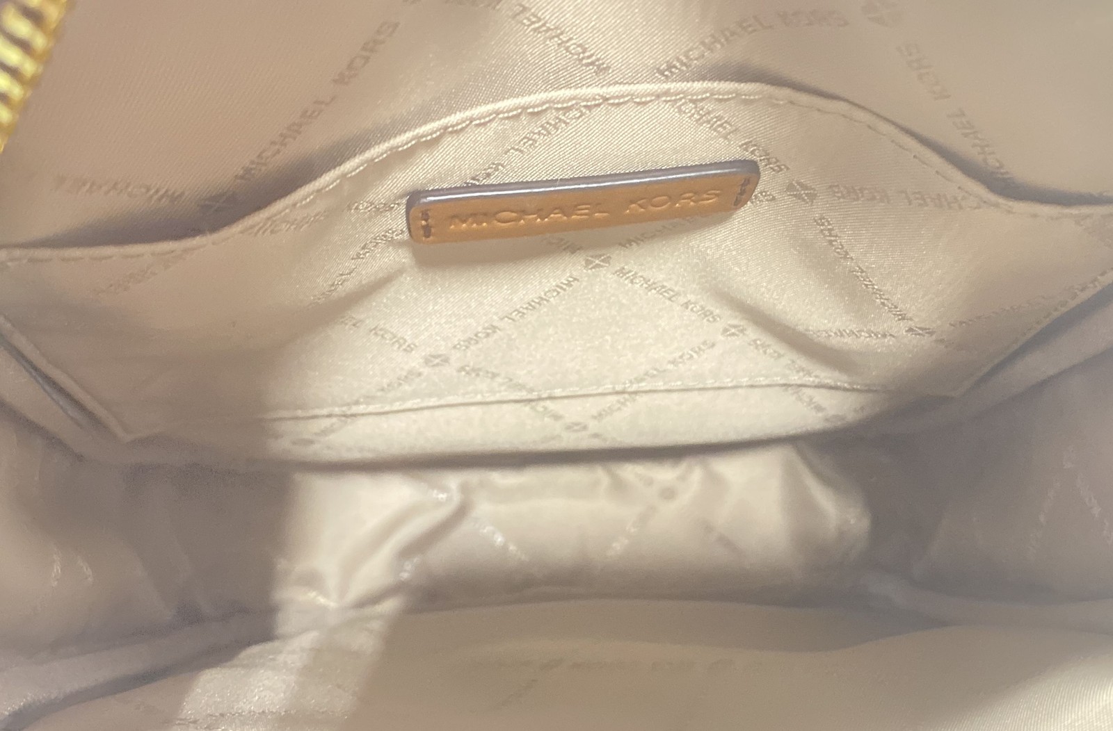 Michael Kors Brown Monogram Signature Double Zip Crossbody Bag Gold Hardware
