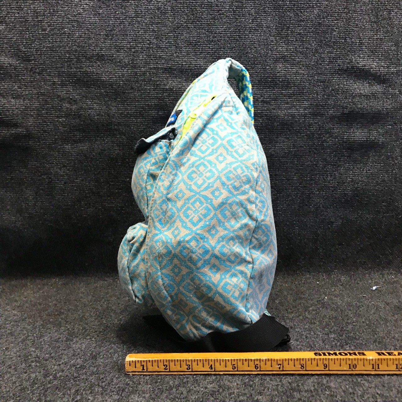 KAVU Rope Sling Bag Blue Tan Geometric Cross Body Outdoor Travel Backpack