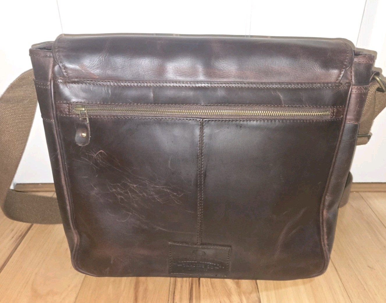 Buffalo Jackson Trading Company Leather Laptop Bag Shoulder Messenger Brown Work