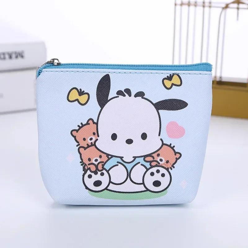 Coin Purse Kawaii Hello Kitty Mini Wallet PU Cute Keychain Clutch Storage Bag
