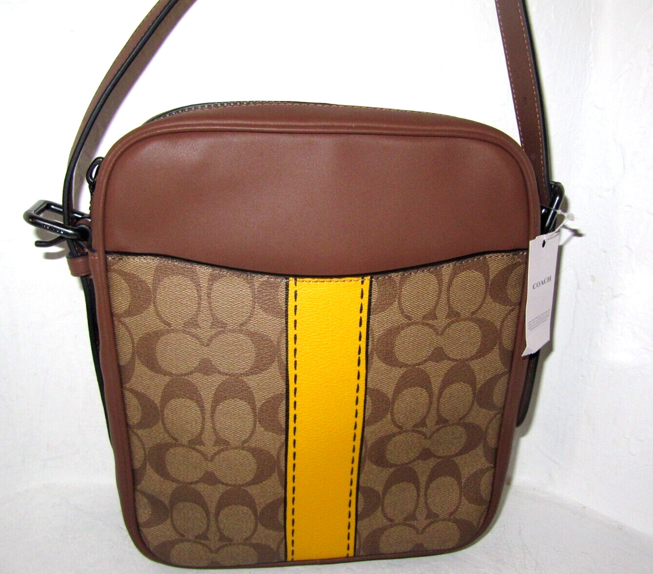 Coach Men’s CH200 Hudson Crossbody Bag 21 Signature Canvas Leather Trompe Print