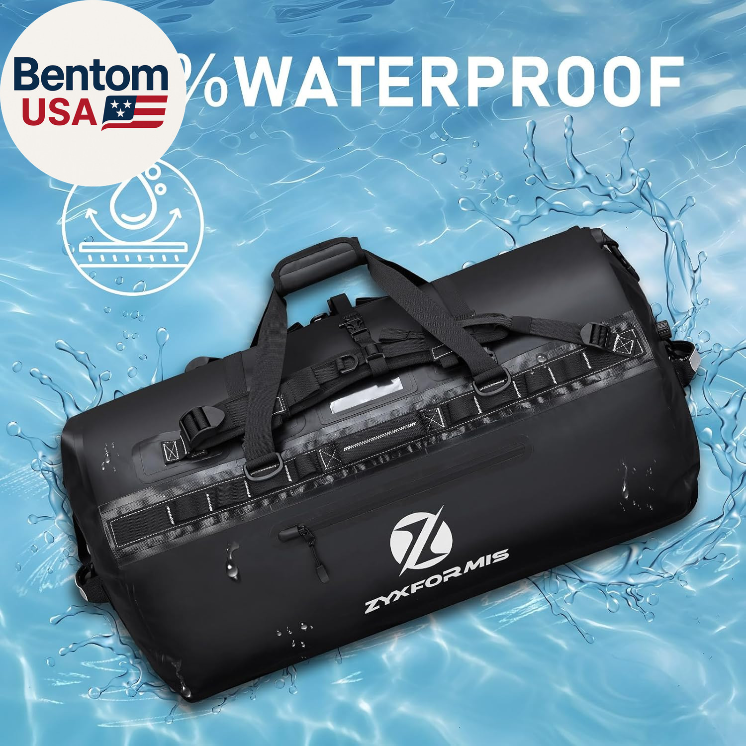Waterproof Duffle Bag, Large Marine Dry Bags, Heavy Duty Adventure Travel Bag fo