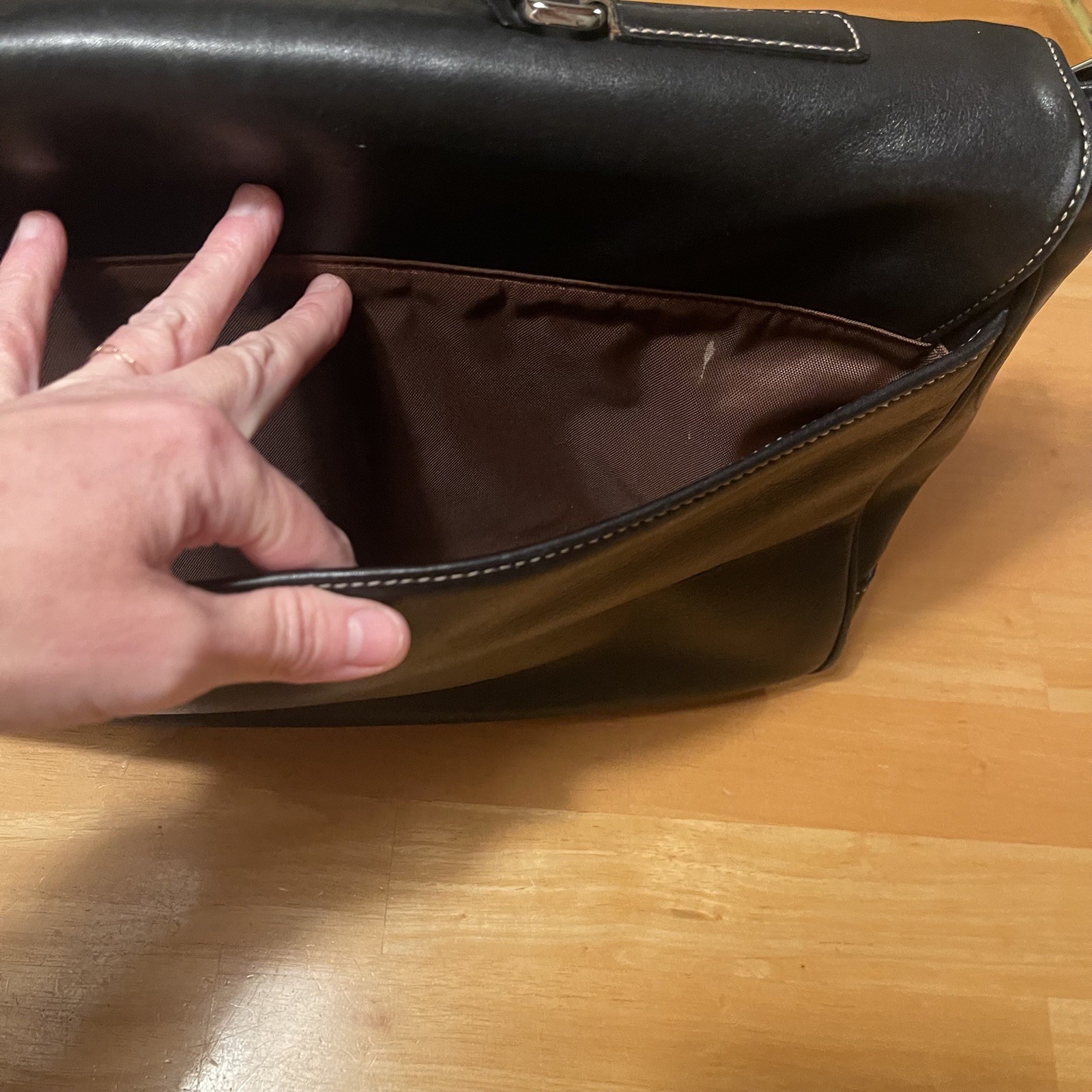 COACH Black Leather Briefcase Laptop Messenger Bag Single Handle w/ Strap VTG