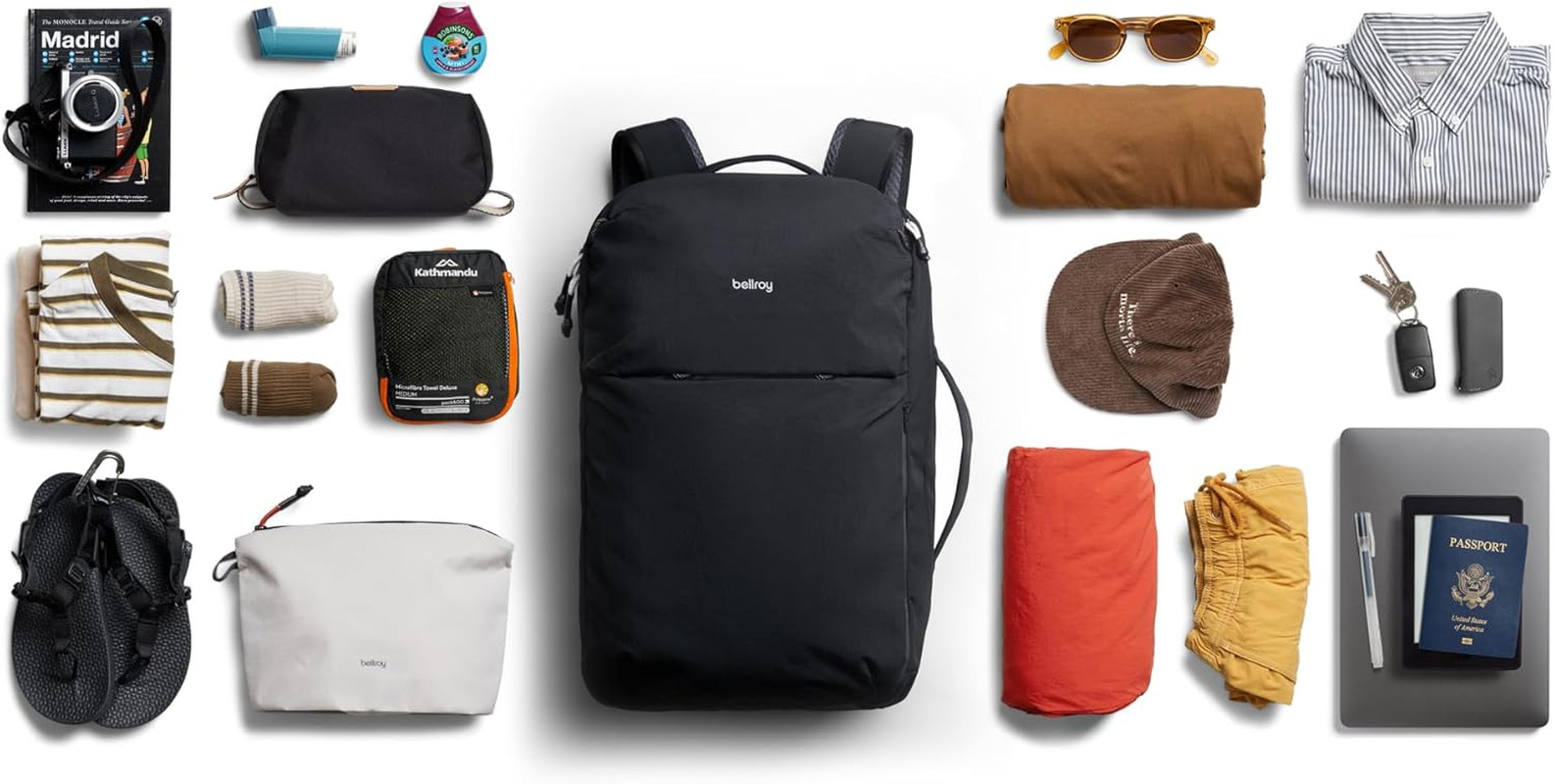 Lite Travel Pack 38L – Stylish Carry-On Backpack with Laptop Pocket – Black