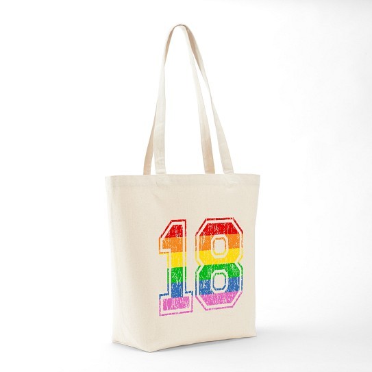 CafePress Retro 18 Rainbow Tote Bag (51690561)