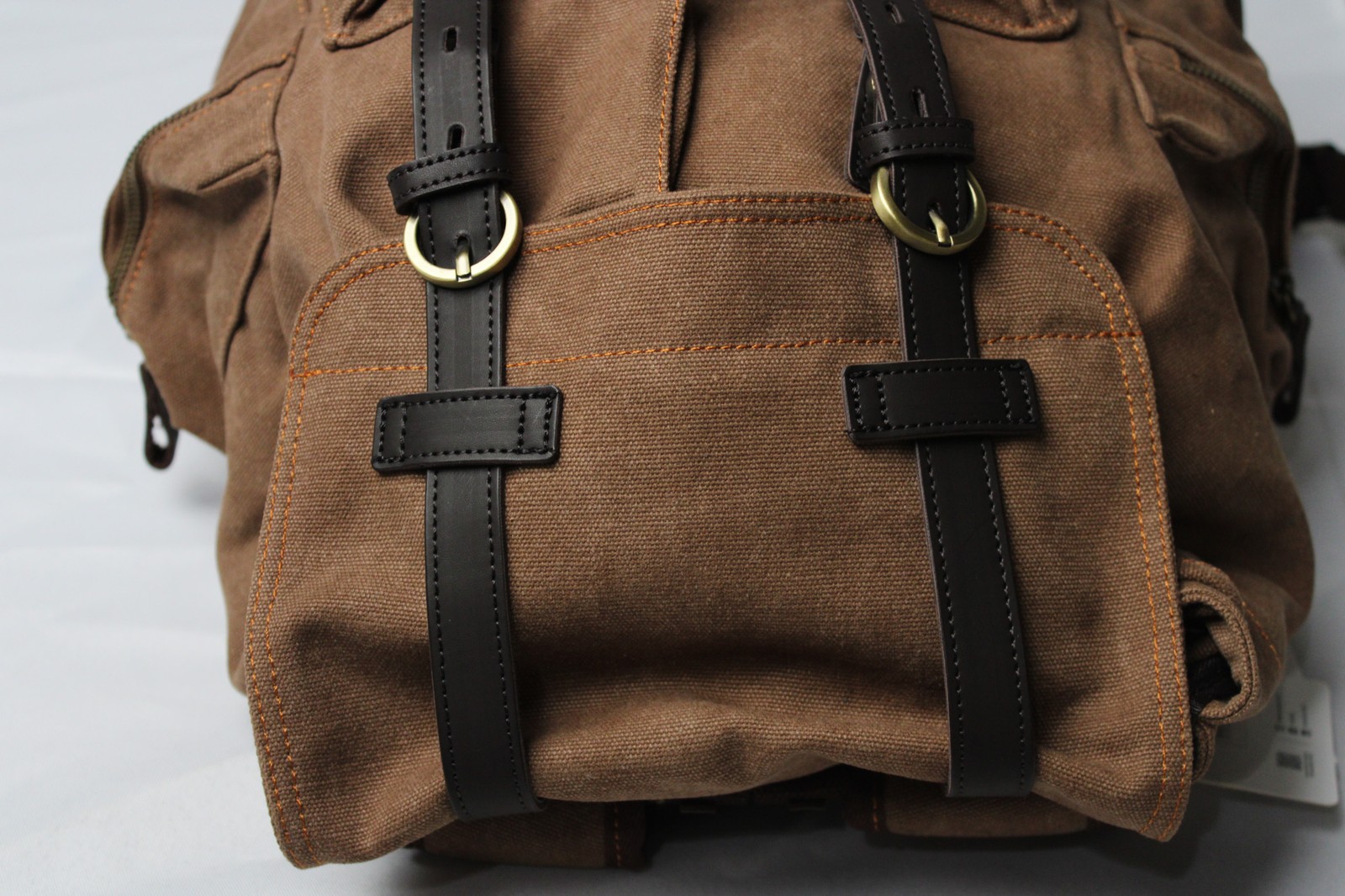 Kaukko Men’s Drawstring Closure Retro Canvas Backpack EH6 Khaki One Size NWT