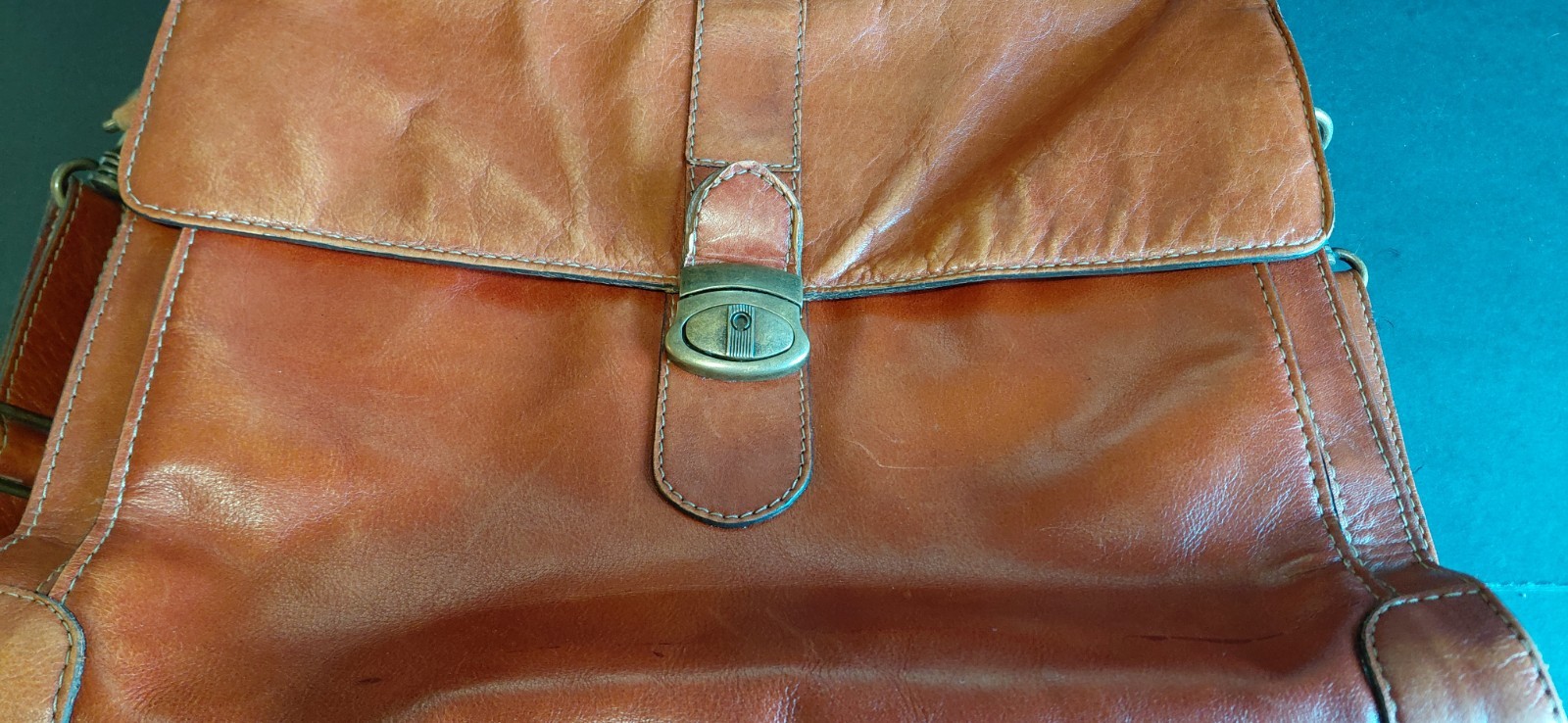 distressed heritage classic vintage executive tan leather briefcase mesenger Bag