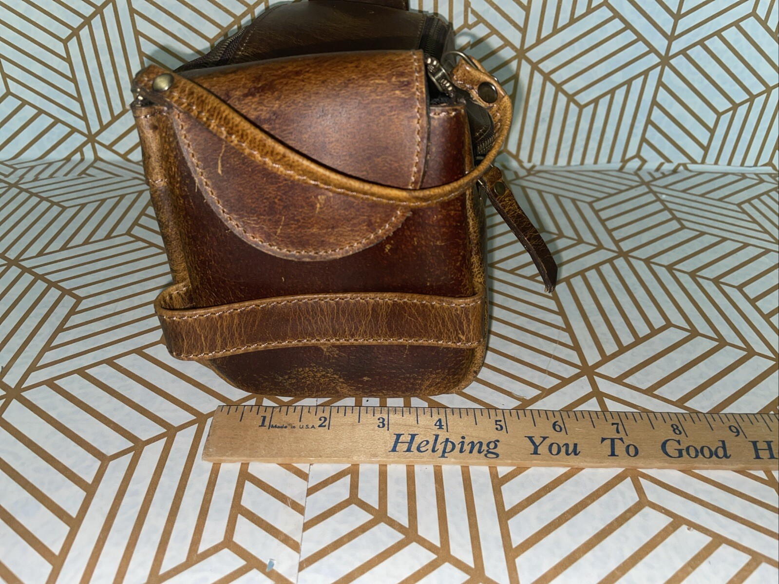 KomalC Oil Tanned Scuff Buffalo Leather Touletry Dopp Kit Brown