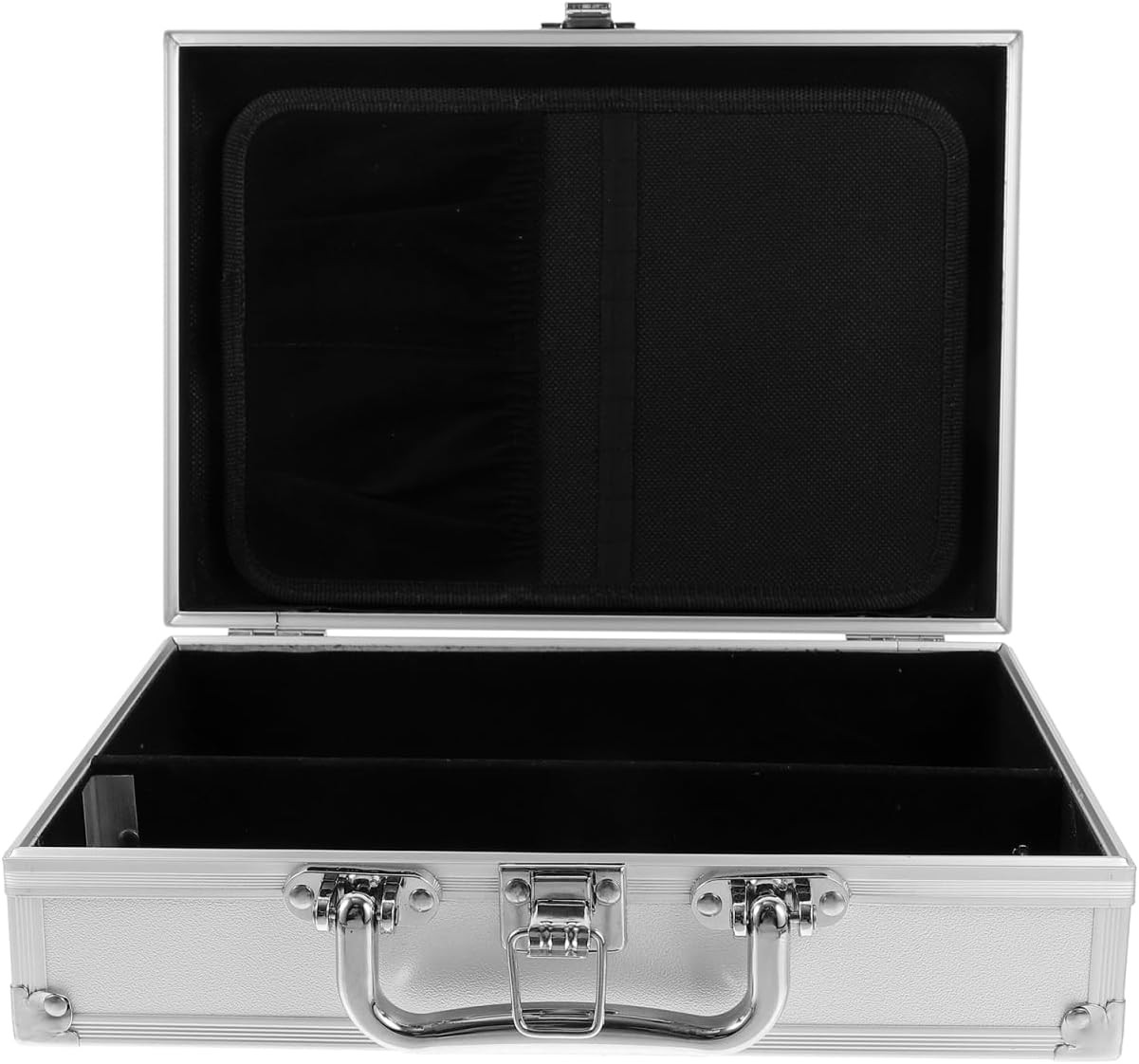 Aluminum Briefcase with Lock Silver Metal Storage Case Tool Box Carry Case