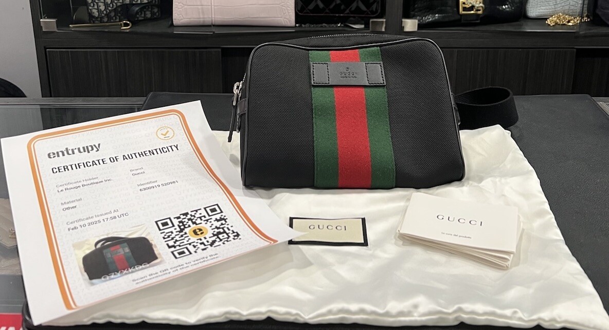 Gucci Techno Web Stripe Belt Bag W/Duster & Authenticity Retail $1400