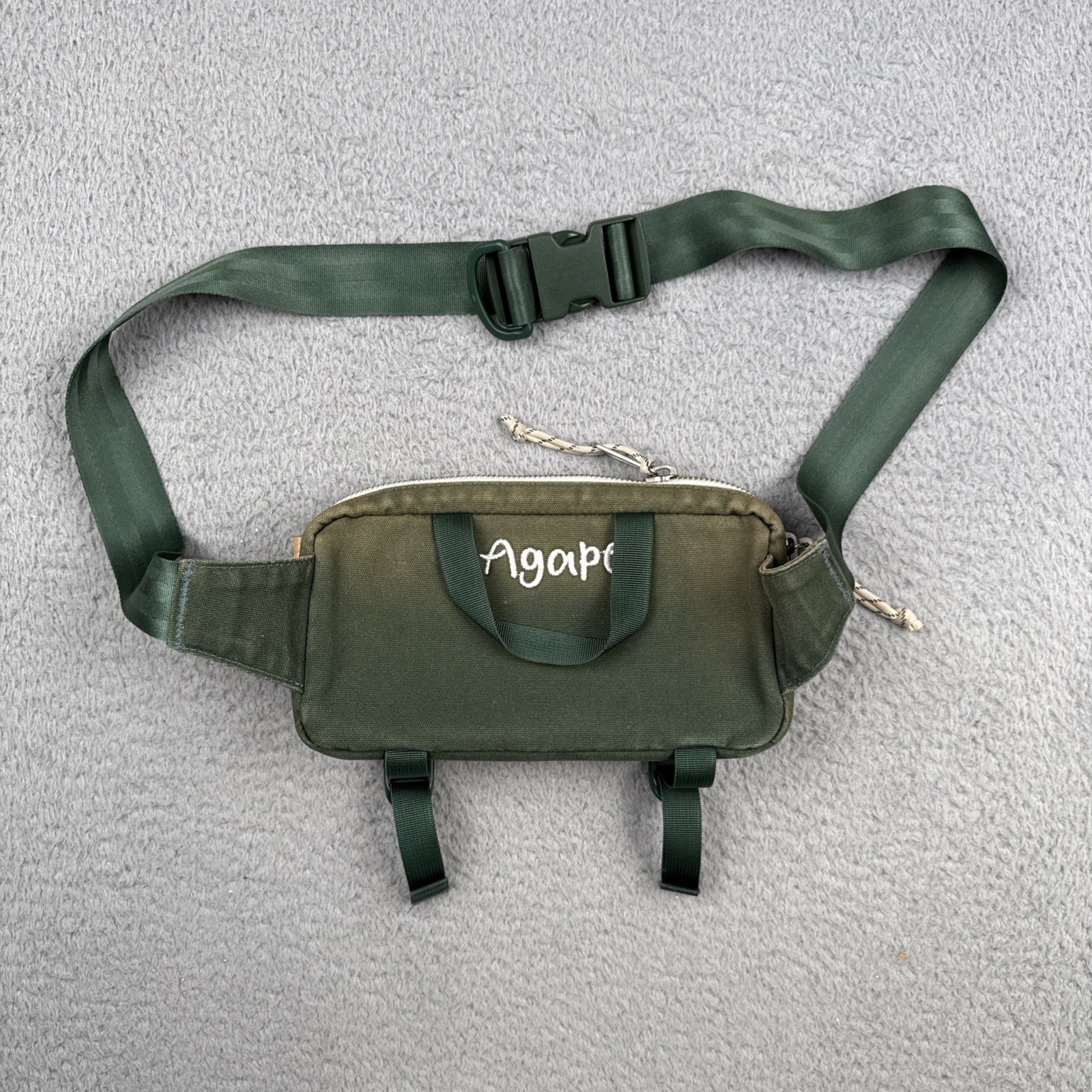 TOPO DESIGNS Mini Quick Pack Free People Fanny Hip Shoulder Bag Green Canvas