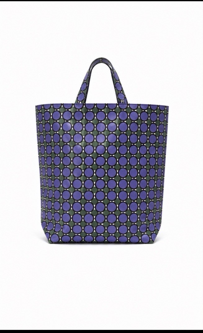 Marni Reversible Tote Bag Mens Unisex Geometric Polka Dot Purple Green Italy