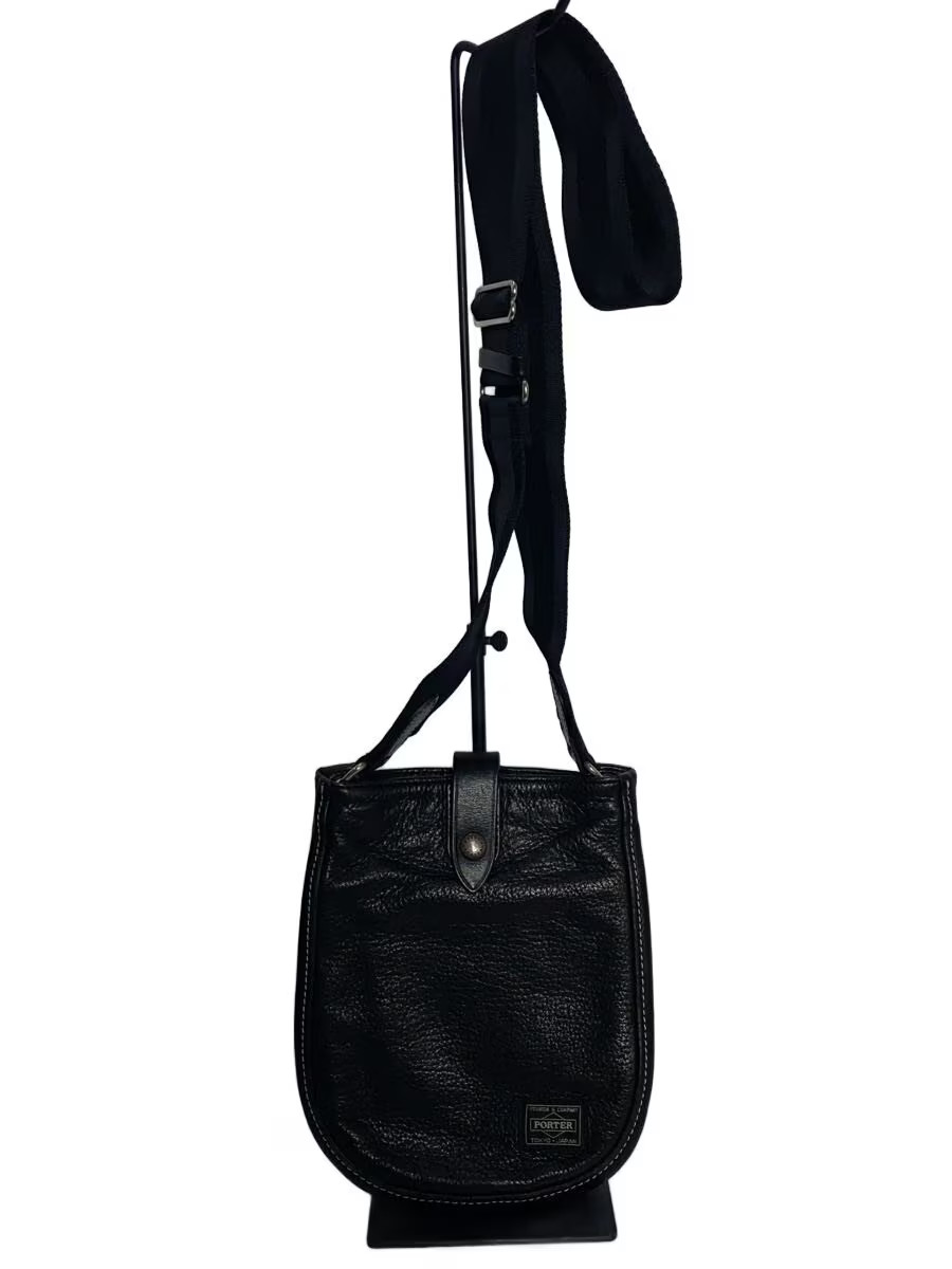 PORTER Shoulder Bag Leather BLK Solid