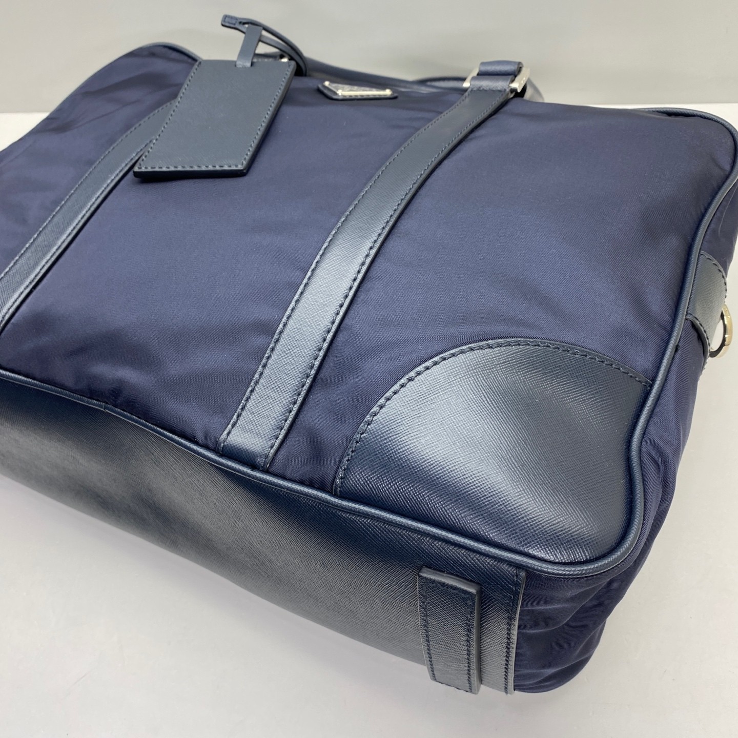 Prada Pre-Owned Authentic Briefcase Blue 36x28x7cm Nylon Free Shipping