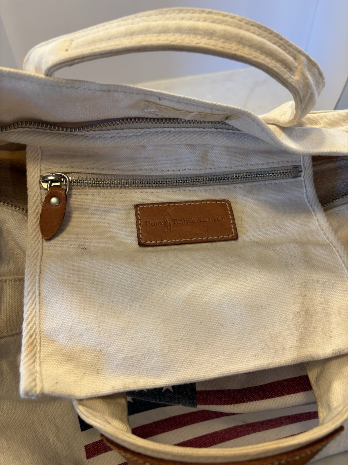 Vintage 1990’s Polo Ralph Lauren Canvas Boston Bag Flag USA
