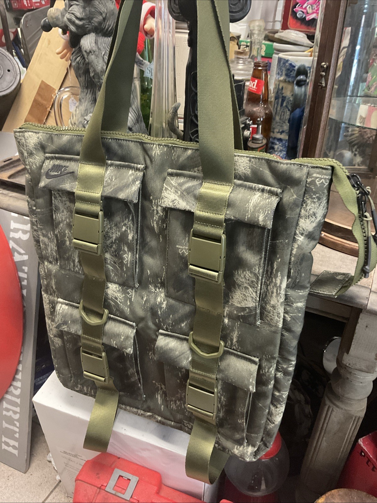 Nike Tote Laptop Bag Realtree Olive Camo Green Black Canvas $100 MSRP BA6378-395
