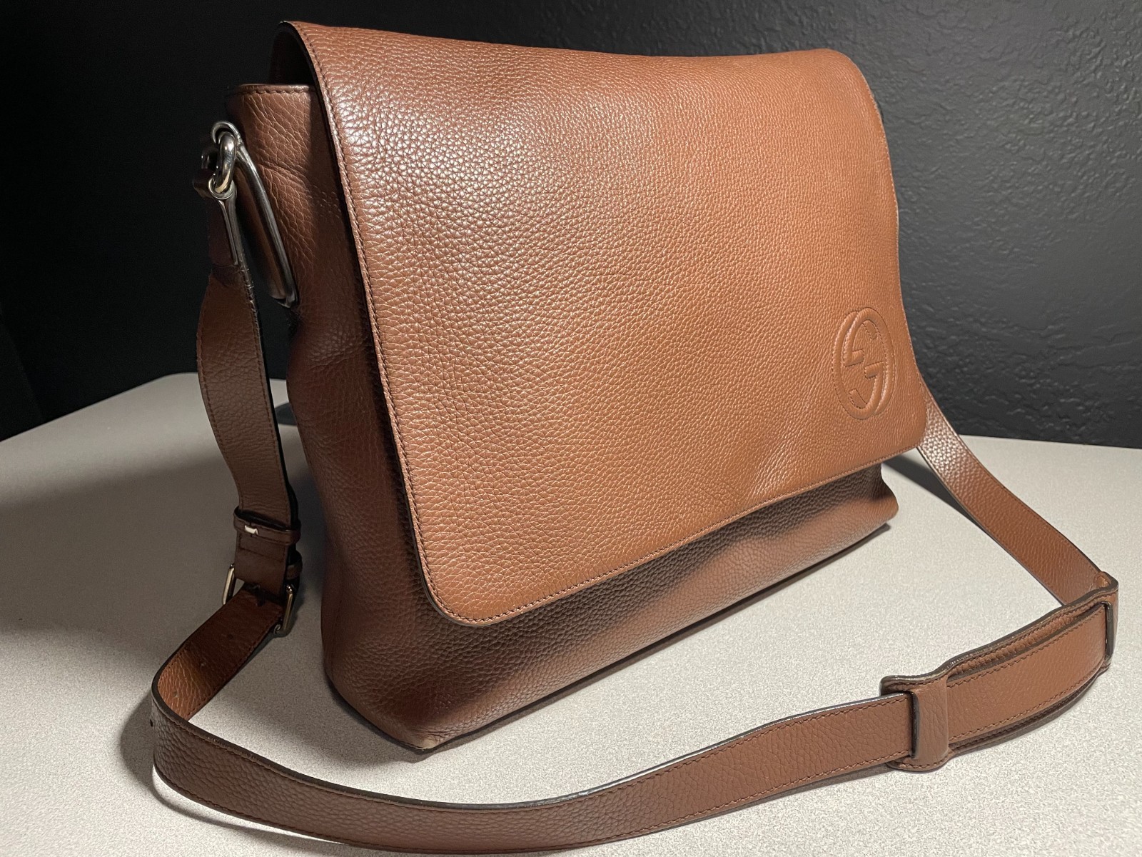 gucci soho messenger bag large brown leather