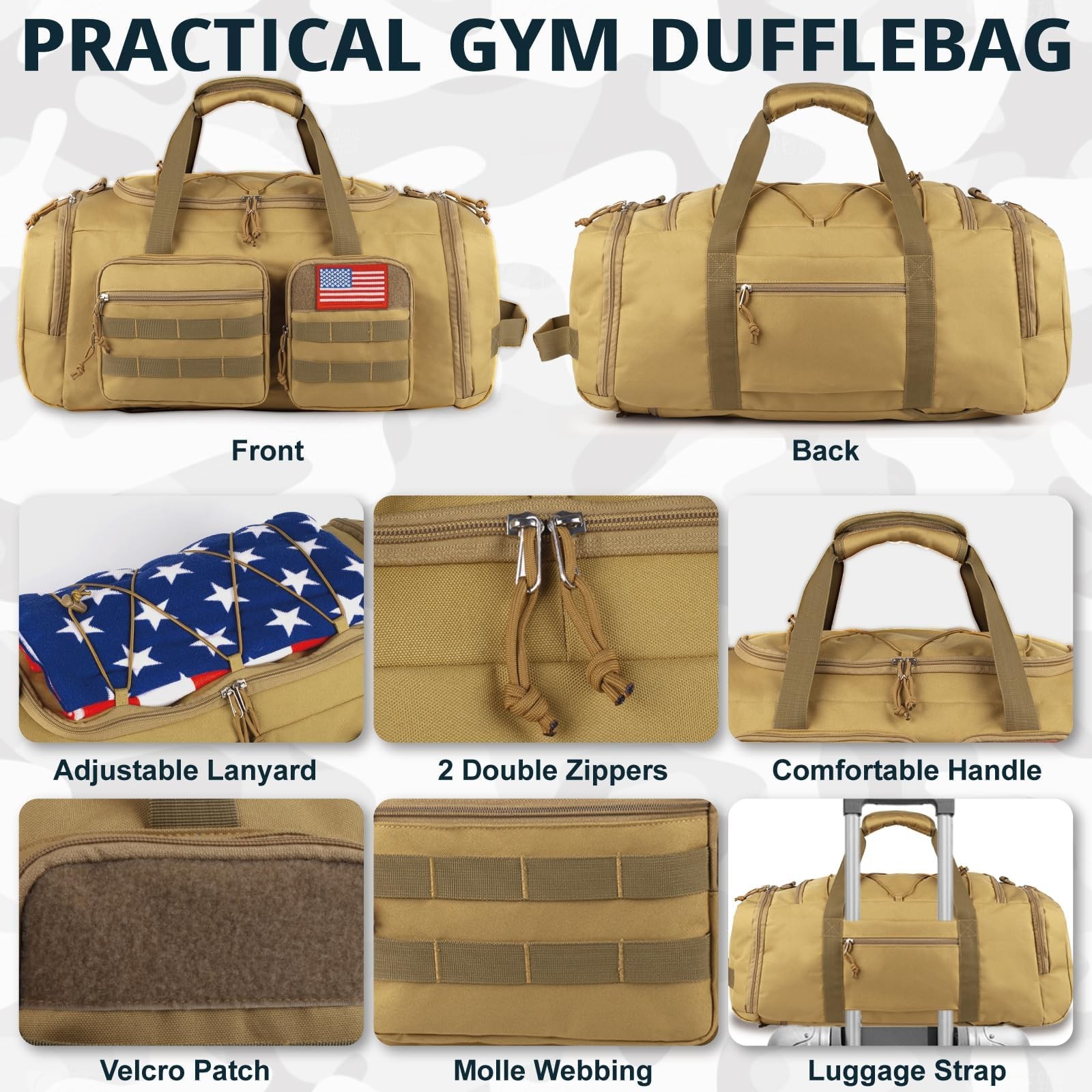 Tactical Gym Bag for Men,50L Large 3-in-1 Sports Duffle Bag for Travel Gym | …