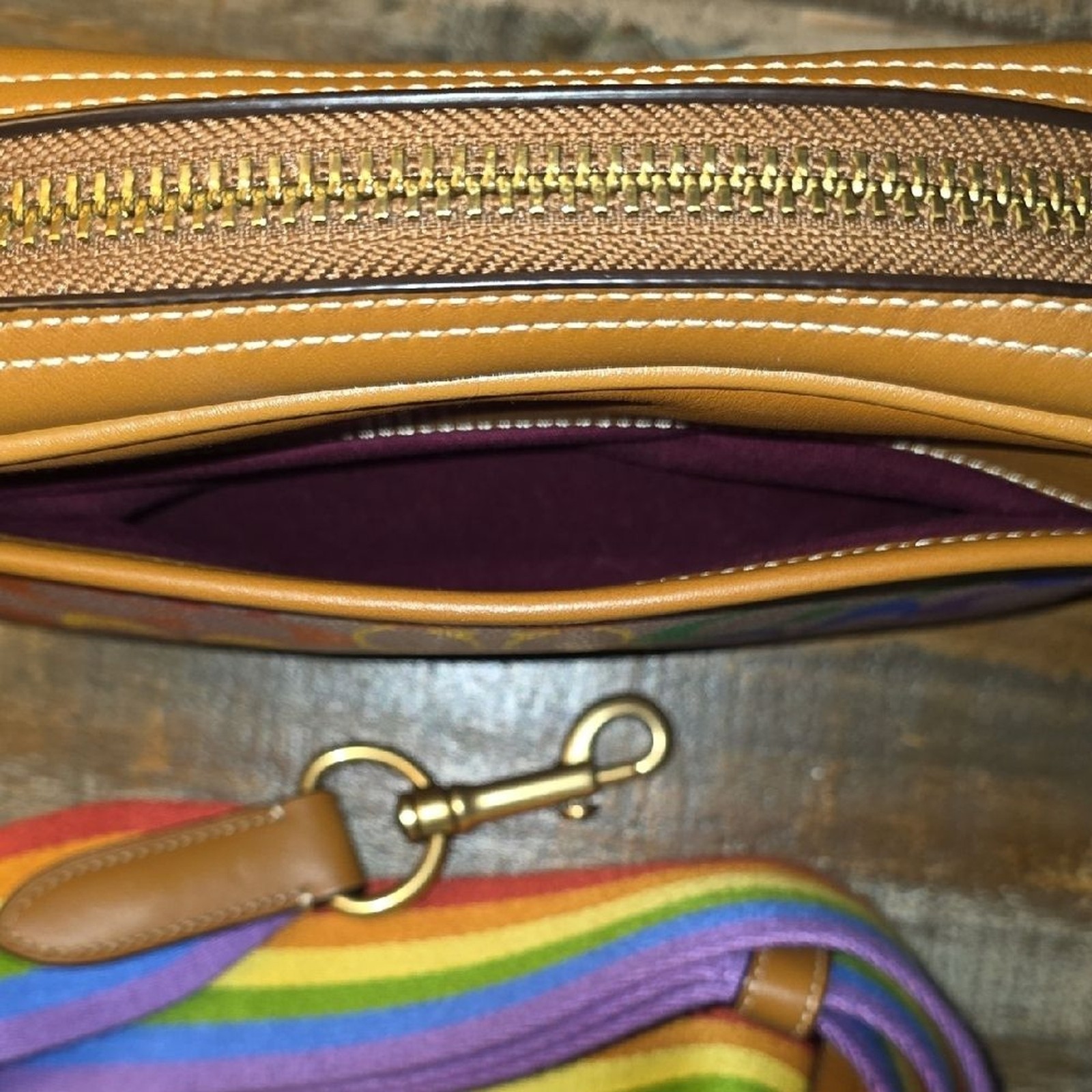 Coach Multicolor Crossbody Bag with Rainbow Strap