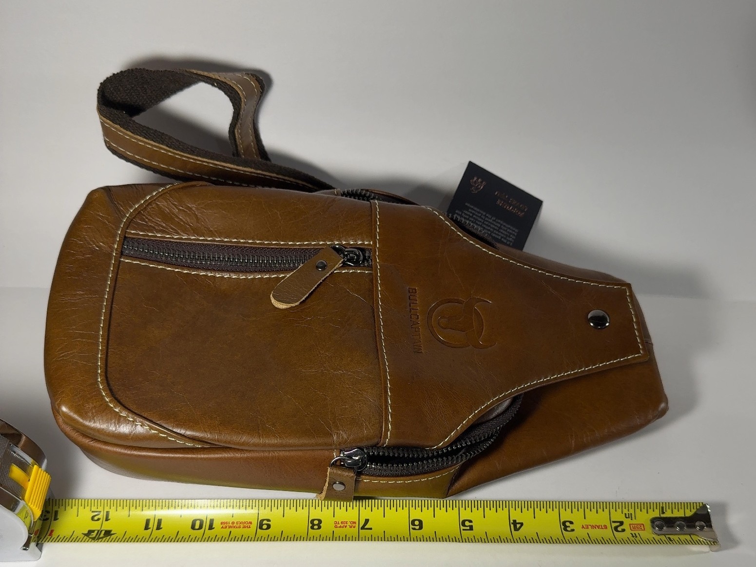 Bullcaptain Genuine Leather Sling Bag Men’s Chest Crossbody Brown 82330